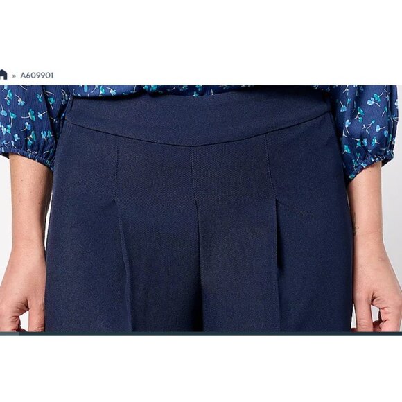 Isaac Mizrahi Live! Timless Twill Wide Leg Pants Dark Navy Tall Large A609901 - Picture 2 of 2